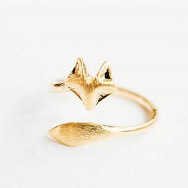 Adjustable Fox Ring, Tiny Ring, Cute Mini Ring,