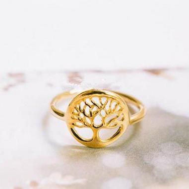 Tree Of Life Ring, Tiny Ring, 18k Gold Ring