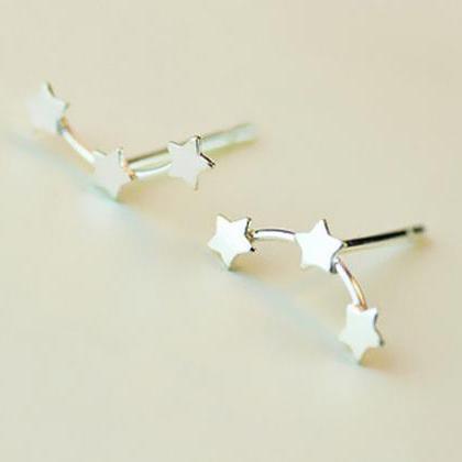 Sterling Silver Star Stud Mini Earrings, Silver..