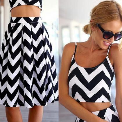 Sexy Sumer Striped Dress Black And White