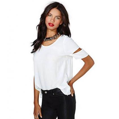 Summer Top White Backless T Shirt Top