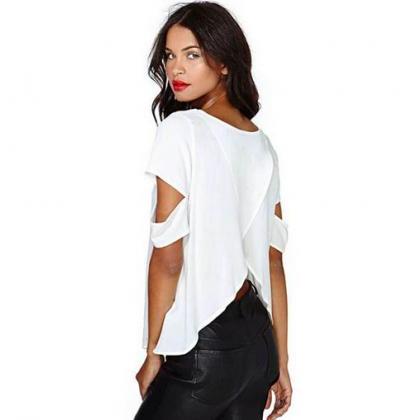 Summer Top White Backless T Shirt Top