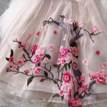 Organza Summer Dress Prom Party Flower Embroidery..