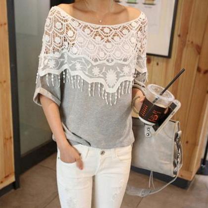 Sexy Lace Casual Top, Summer Cotton Top