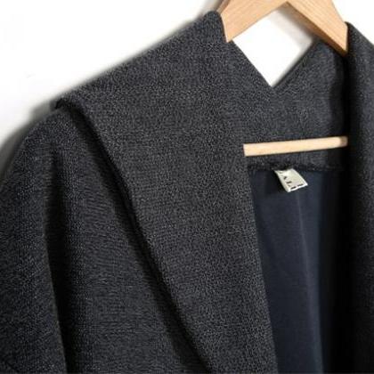 Loose Blue Pockets Side Open Knit Sweater Batwing Sleeve main image 0
