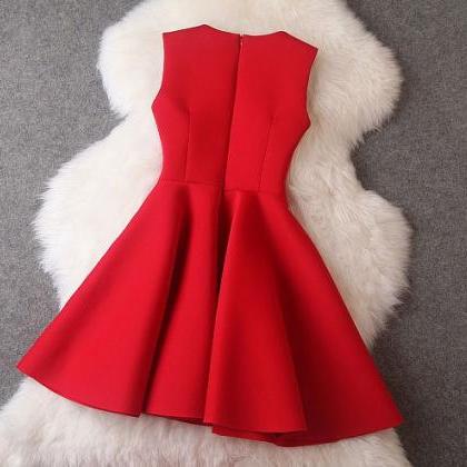 Autumn Winter Dress Red Sleeveless Sequin Mini..