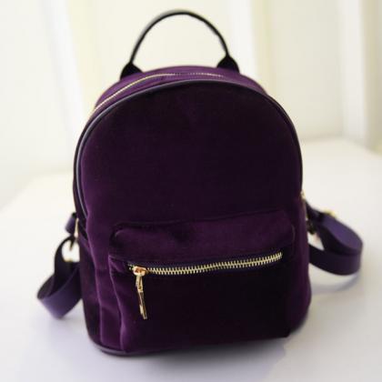 Velvet Suede Backpack With Adjustable Straps