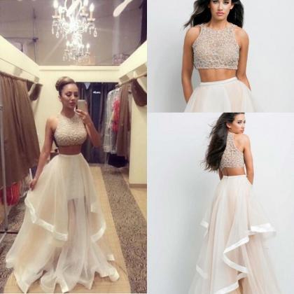 Champagne Sexy Two Piece Prom Dress