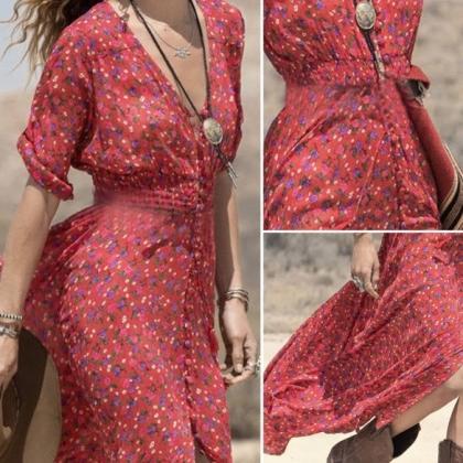 Bohemian Style Summer Floral Print Casual Dress