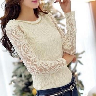 Sexy Lace Top, Elegant Lace Korean Style Top