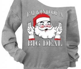 White Designer-Inspired Christmas “LV” Sweatshirt with Santa Hat – Plus Sizes 2X–3X main image 1