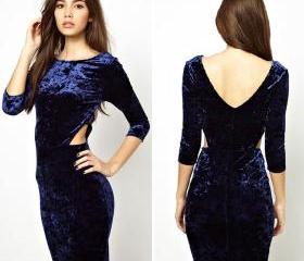 Velvet Bodycon Dress Long Sleeve on Luulla