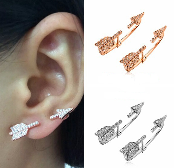 Arrow Earrings With Zircons, Ear Cuff Arrow Earrings, Ear Jacket Earrings
