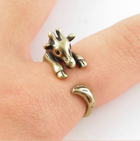 Adjustable Giraffe Animal Ring, Tiny Ring, Cute Animal Ring on Luulla