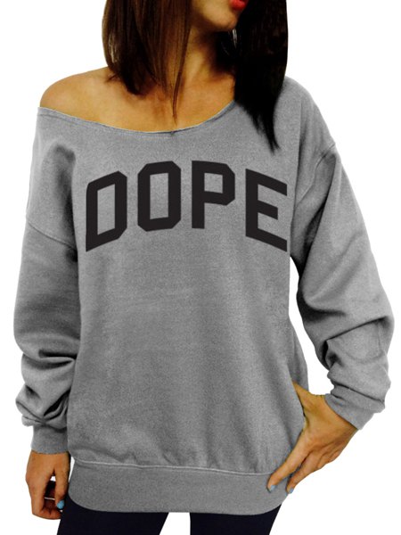 Stylish Scoop Collar Long Sleeve Letter Pattern Sweatshirt For Women