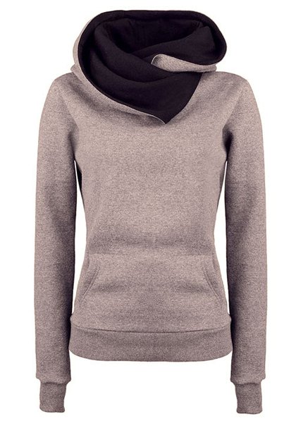 Casual Style Hooded Long Sleeve Pure Color Fleece Pullover Hoodie