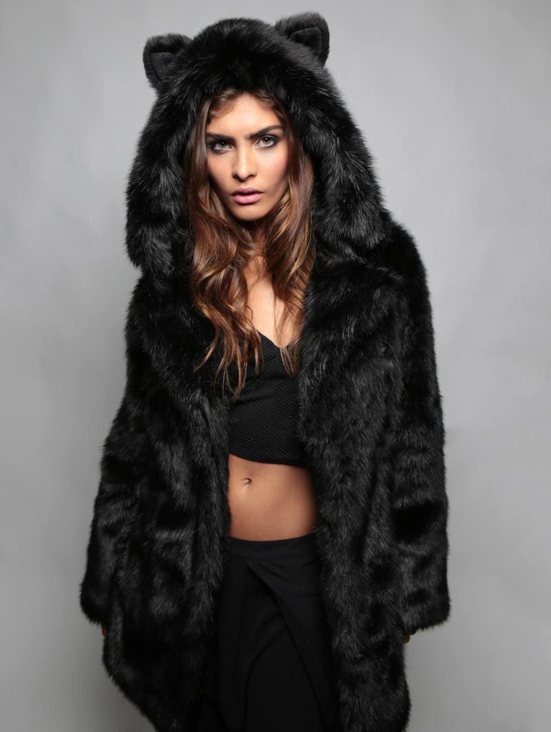 Warm Winter Women Coat Faux Fur Collar Slim Hooded Padded Parka