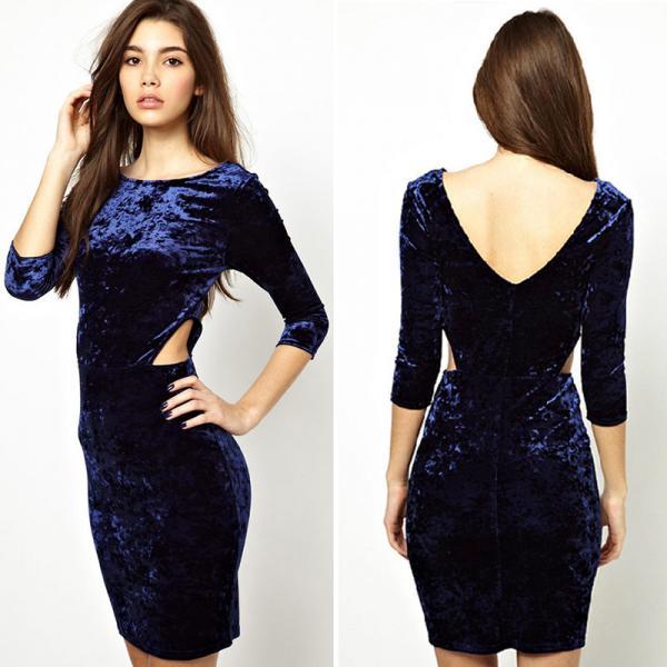 Velvet Bodycon Dress Long Sleeve on Luulla