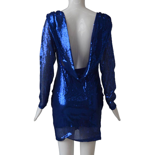 Women Sequin Bodycon V Neck Fashion Long Sleeve Cocktail Party Mini ...