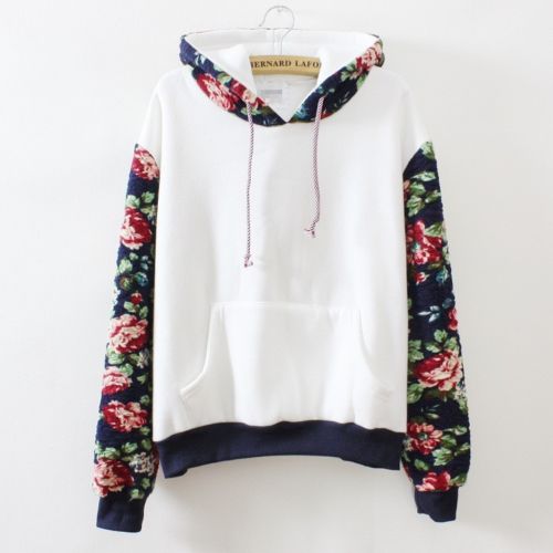 Fall Winter Women Hoodies Flowers Sleeve & Hoody High Quality Cotton ...