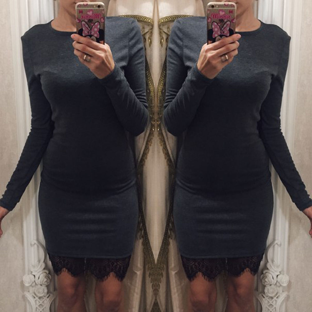 Stylish Lady Crew Neck Dress Long Sleeve Bodycon Dress on Luulla