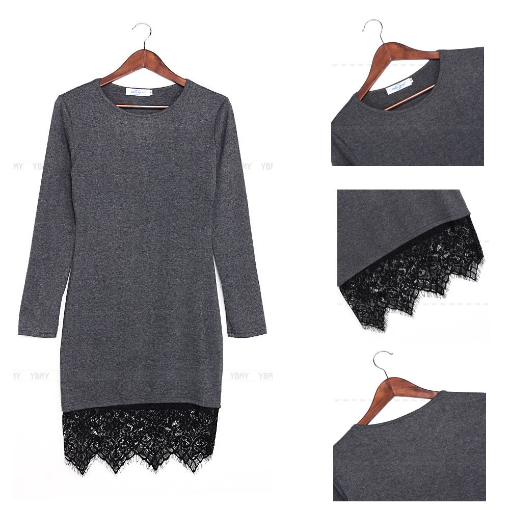 Stylish Lady Crew Neck Dress Long Sleeve Bodycon Dress on Luulla